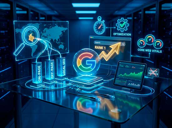 Estrategia de posicionamiento SEO en Google con On-Page, Off-Page, SEO Local y Core Web Vitals